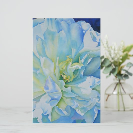 Blue white romantic peony watercolor painting (Standing Front)