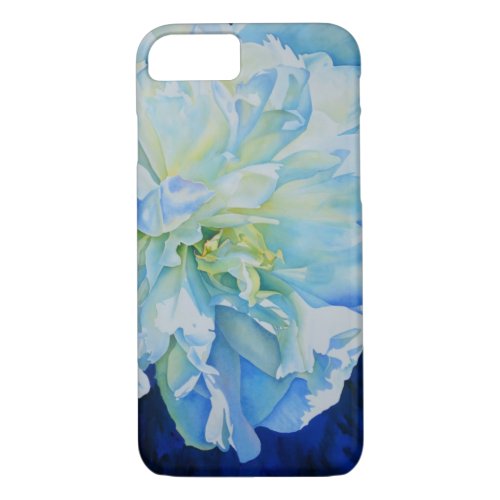 Blue white romantic peony watercolor painting  iPhone 87 case