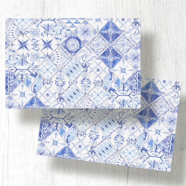 Blue White Rustic Farmhouse Tile Pattern Decoupage Tissue Paper (Creator Uploaded)