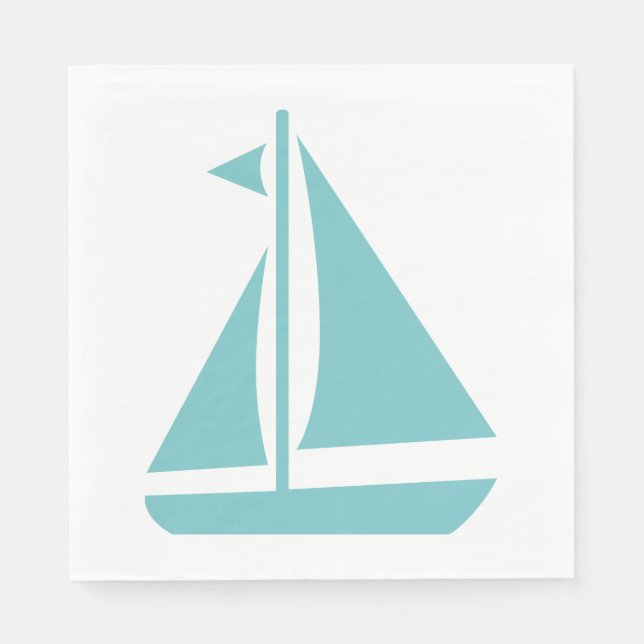 Blue & White Sailboat Nautical Wedding / Party Napkins (Front)