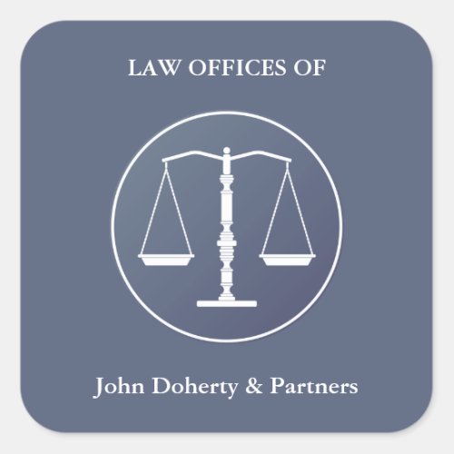 Blue White Scales of Justice  Lawyer Square Sticker