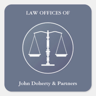 Blue White Scales of Justice Lawyer Square Sticker
