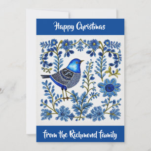 Blue & White Scandi inspired folk art. Editable. Invitation