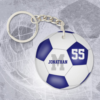 Blue White School Colors Boys Girls Soccer Bag Tag Keychain by katz_d_zynes at Zazzle