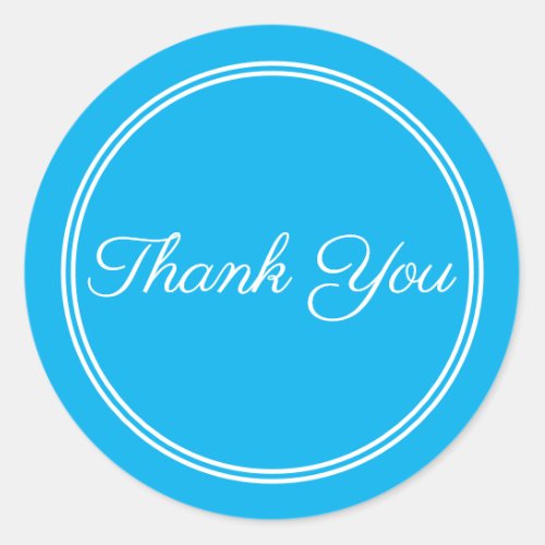 blue White Script Calligraphy Thank You Sticker