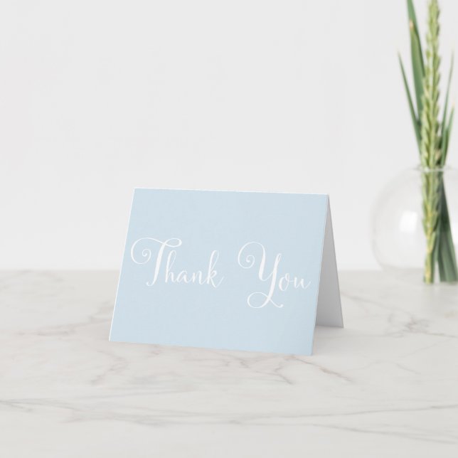 Blue White Script Personalized Wedding Thank you Card (Front)