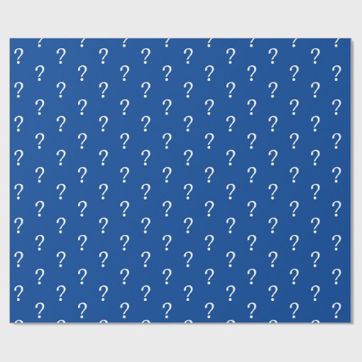 Blue White Script Question Mark Wrapping Paper Zazzle