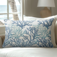 Blue & White Sea Coral Lumbar Pillow