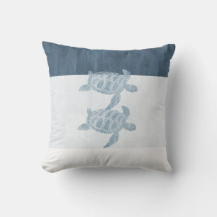 Blue White Sea Turtles Throw Pillow
