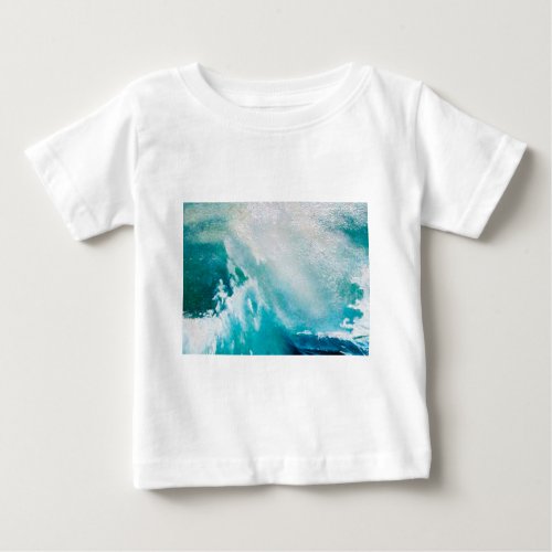 BLUE WHITE SEA WAVES IN THE STORM BABY T_Shirt