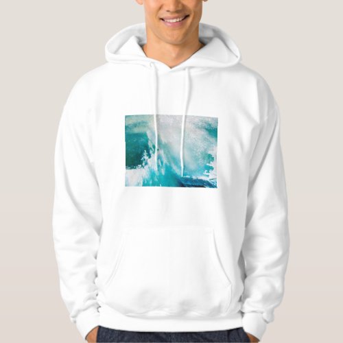 BLUE WHITE SEA WAVES IN THE STORM HOODIE