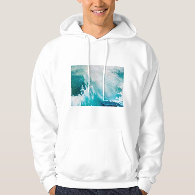 BLUE WHITE SEA WAVES IN THE STORM HOODIE (Front)