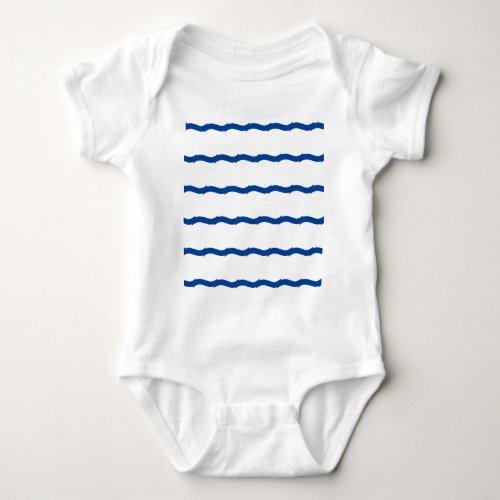 Blue white sea waves stripes nautical pattern baby bodysuit
