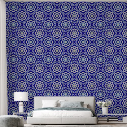 Blue White Seamless Kaleidoscope Diamond Wallpaper