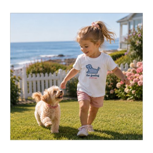 Blue & White Seersucker Dog Silhouette Girl's   Toddler T-shirt