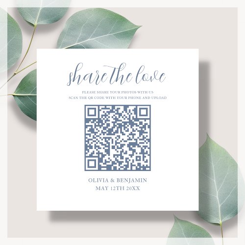 Blue  White Share The Love QR Code Enclosure Card