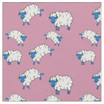 Blue/white sheep/little lambs on pink 2 fabric