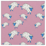 Blue/white sheep/little lambs on pink fabric
