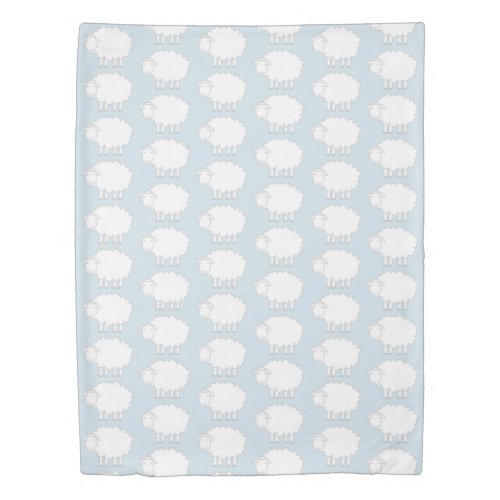 Blue  white sheep pattern kids twin duvet cover