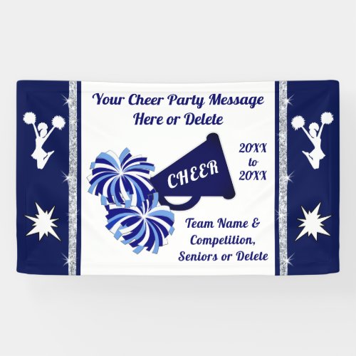 Blue White Silver Custom Cheerleading Banners