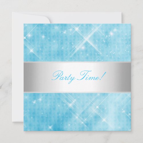 Blue White Silver Lights Party Custom Announcement