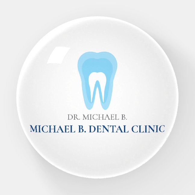 Blue White Simple Dentist Teeth logo Paperweight