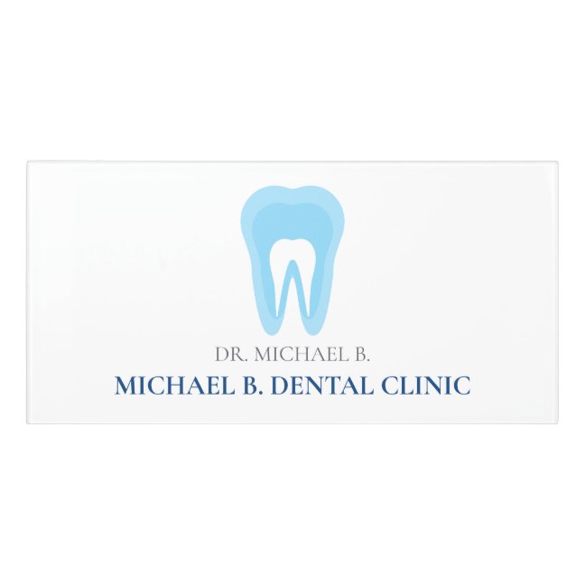 Blue White Simple Logo Dental Door Sign