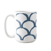 Blue & White Sketch Scallop Pattern & Rainbow