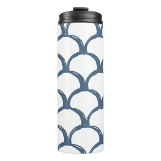 Blue & White Sketch Scallop Pattern & Rainbow Thermal Tumbler