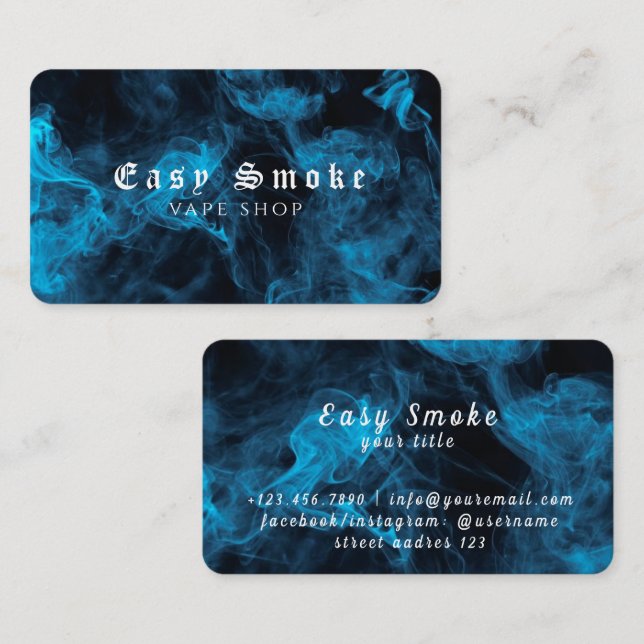 Blue White Smoke Vape Shop Business Card (Front/Back)