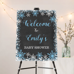 Blue White Snowflake Boy Baby Shower Welcome Foam Board