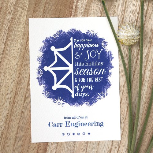 Blue White Snowflake Business Holiday Card