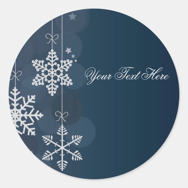 Blue & White Snowflake Christmas Sticker (Front)