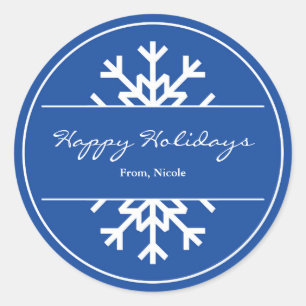 Blue & White Snowflake Holiday Winter Sticker