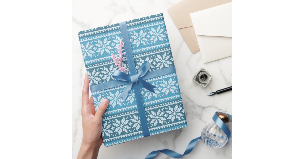 Christmas Gift Bags, Blue Snowflake Winter, Coordinating Tissue