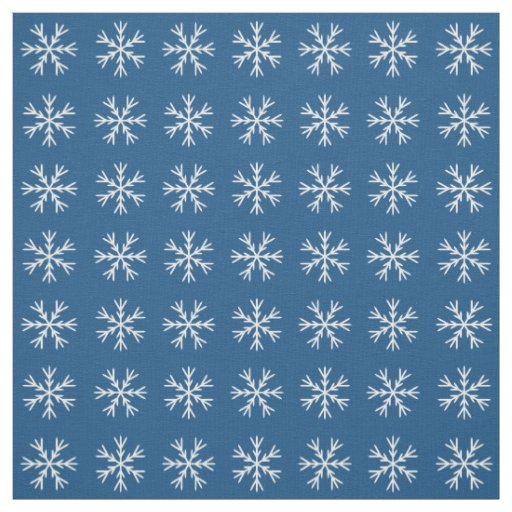 Blue White Snowflake Pattern Fabric