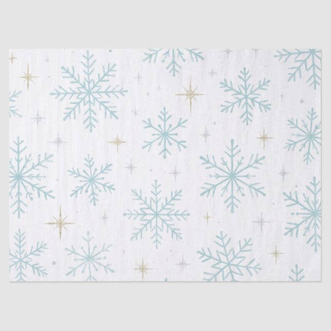 Blue & White Snowflake Sparkle Tissue Paper  (Front)