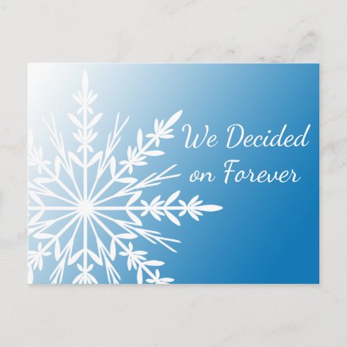 Blue White Snowflake Winter Wedding Save the Date Announcement Postcard