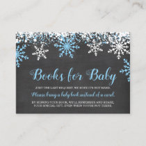 Blue White Snowflakes Boy Baby Shower Book Request Enclosure Card