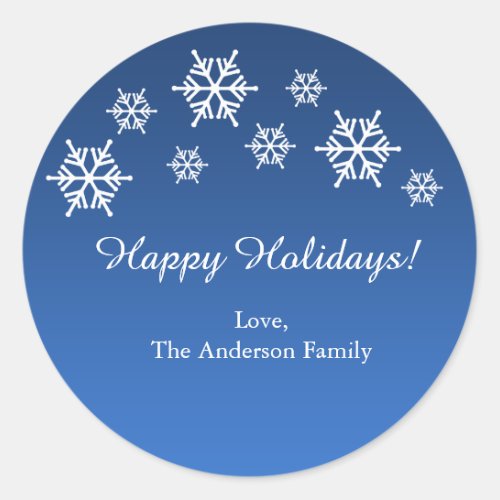 Blue  White Snowflakes Christmas Holiday Stickers
