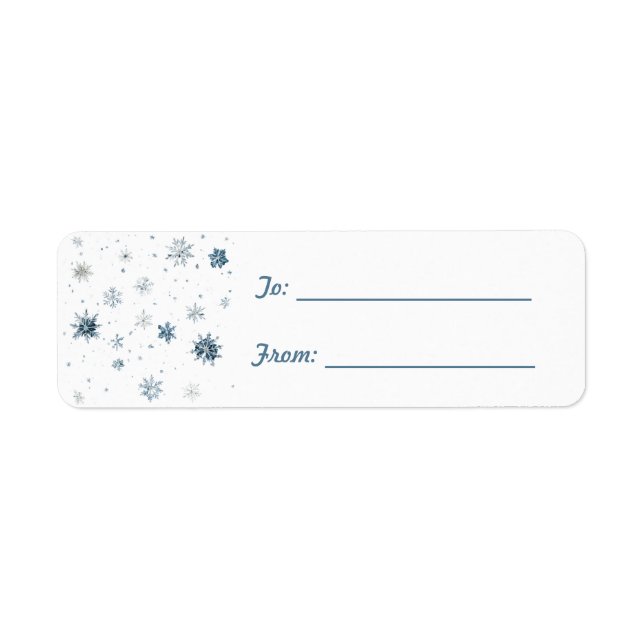 Blue White Snowflakes Christmas  Label (Front)