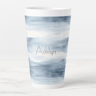 Blue White Snowflakes Christmas Latte Mug