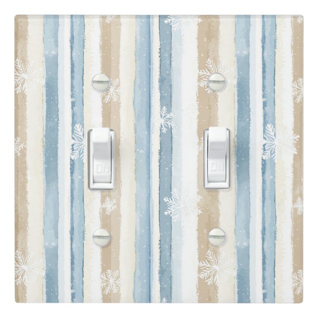 Blue White Snowflakes Christmas Light Switch Cover (In Situ)