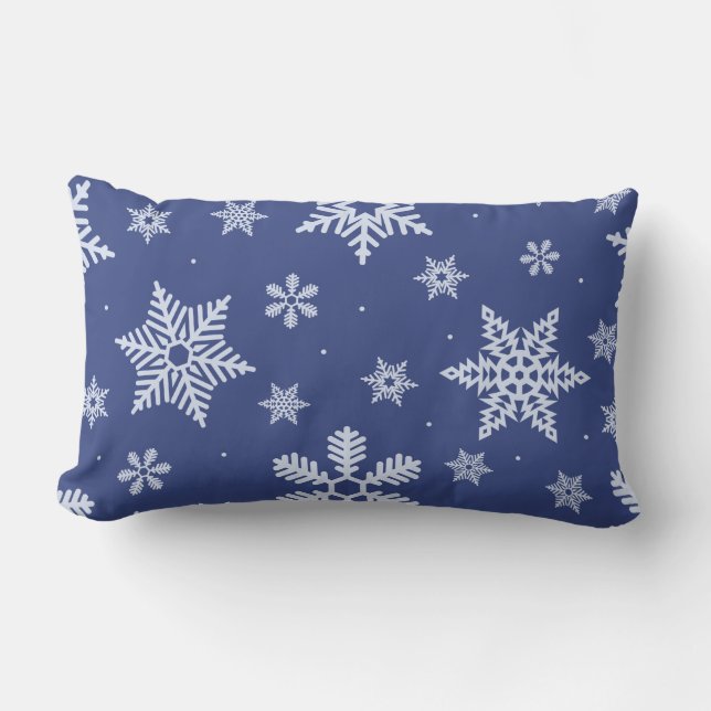 blue white snowflakes christmas lumbar pillow (Front)