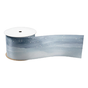 Blue White Snowflakes Christmas Satin Ribbon