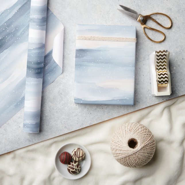 Blue White Snowflakes Christmas Wrapping Paper (Crafts)