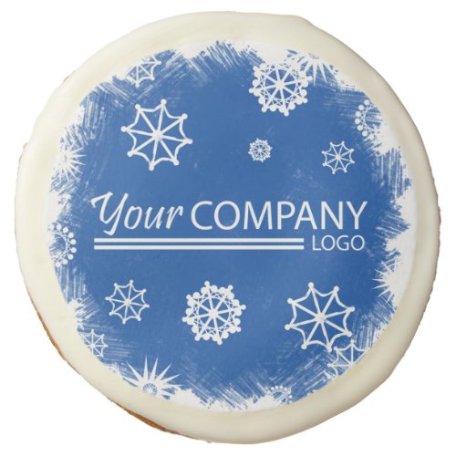 Blue White Snowflakes Logo Company Cookie