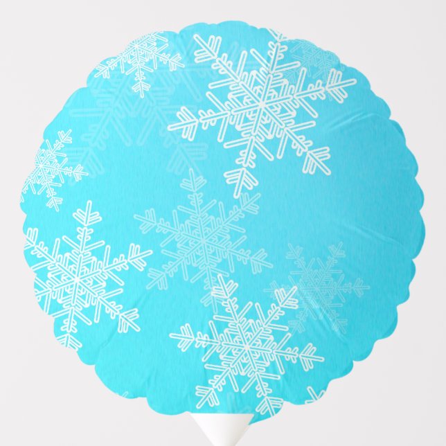 Blue White Snowflakes Minimalist Christmas Balloon (Front)