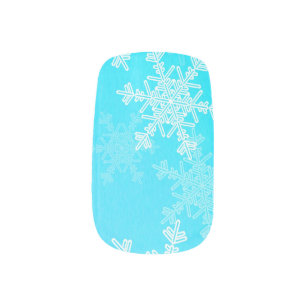 Blue White Snowflakes Minimalist Christmas Minx Nail Art