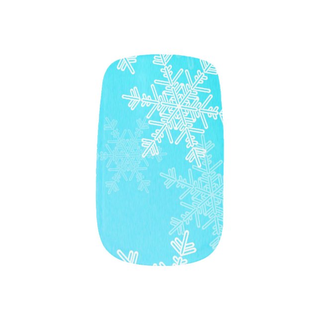 Blue White Snowflakes Minimalist Christmas Minx Nail Art (Left Thumb)
